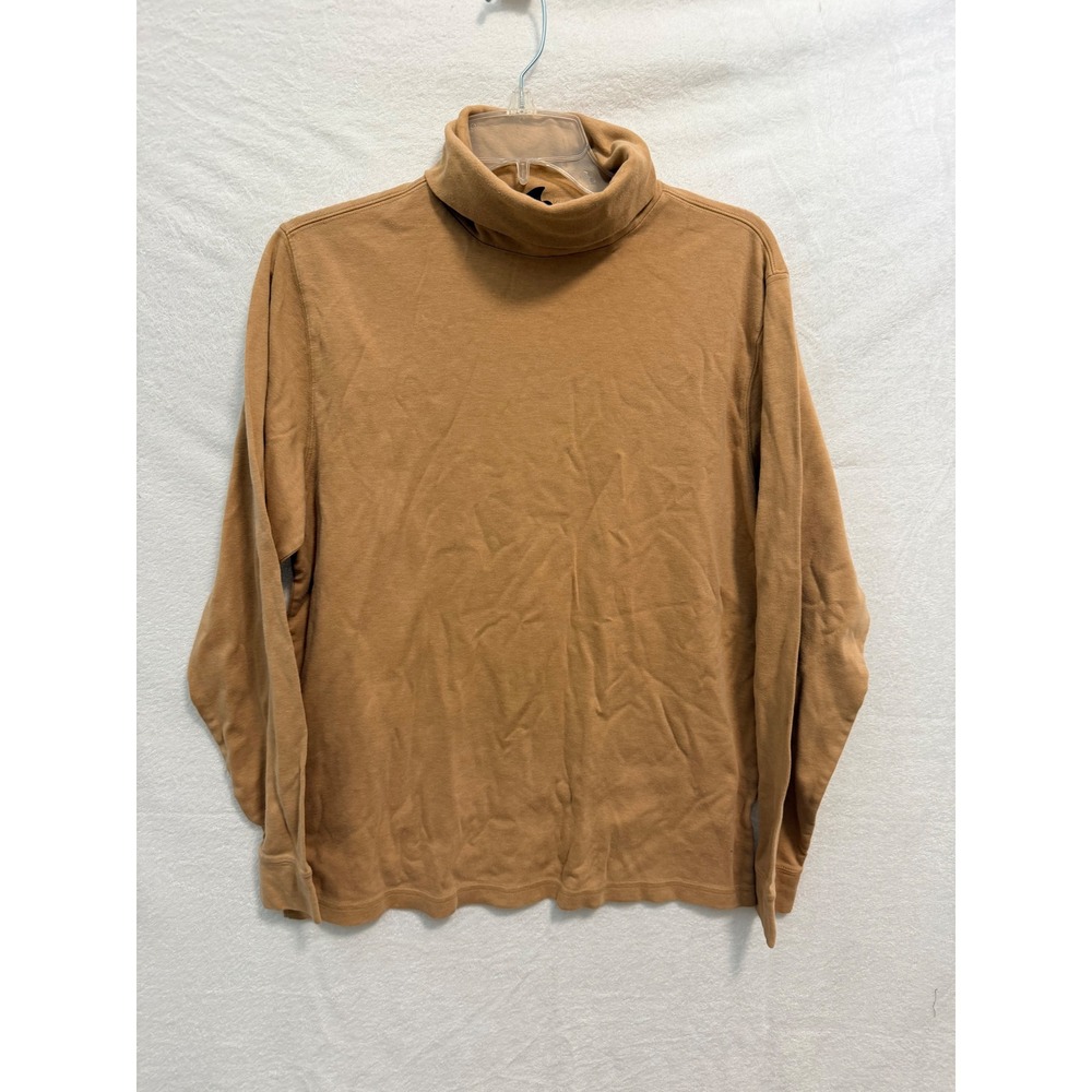 Lands End Mens Camel Tan Cotton Long Sleeve Turtleneck Shirt M 38-40 Regular